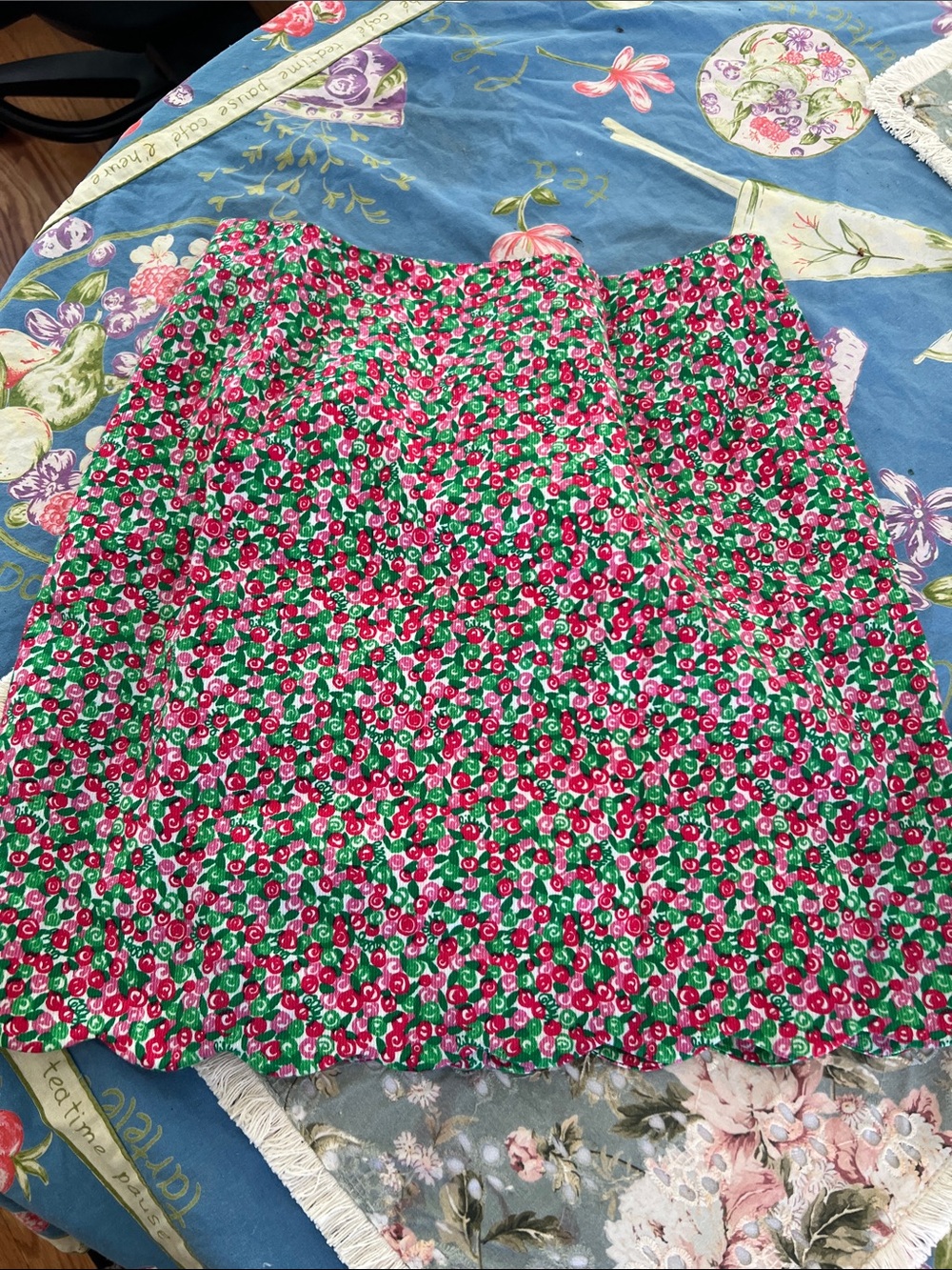 Lilly Pulitzer Cherry Print A-Line Skirt in Pink & Green